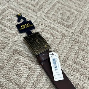 Men’s size 36 brown leather belt by Polo Ralph Lauren. Brand new.